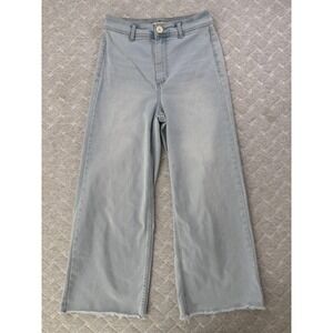 OAT New York Jeans Womens 29‎ Light Wash High Rise Wide Leg Raw Hem Denim Baggy